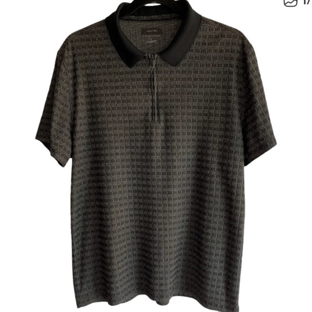 Alfani Black and Gray Polo Shirt Sz L